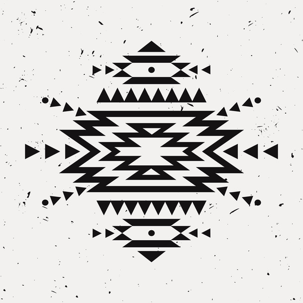 Vector grunge monochrome decorative ethnic pattern. American indian motifs. Background with black aztec tribal ornament. - Διάνυσμα, εικόνα