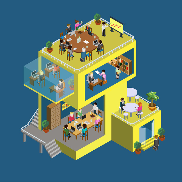 Business center building with people - Vector, Imagen