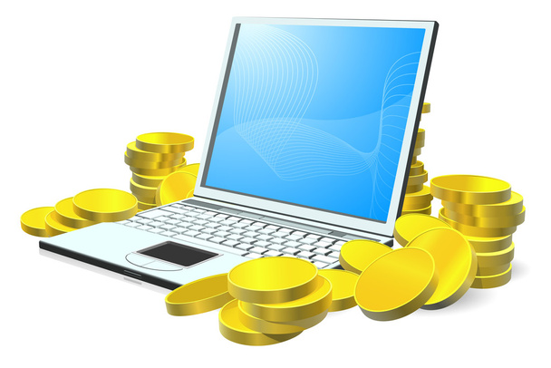 Laptop money concept - Vetor, Imagem