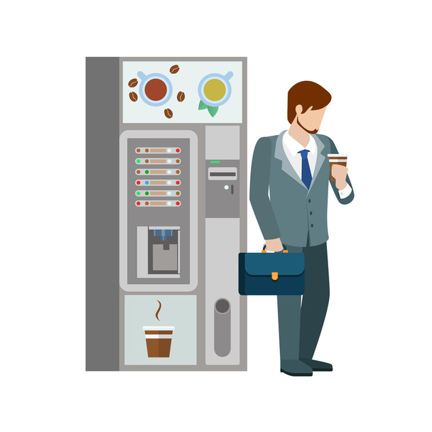 Young businessman drink hot beverage - Вектор,изображение