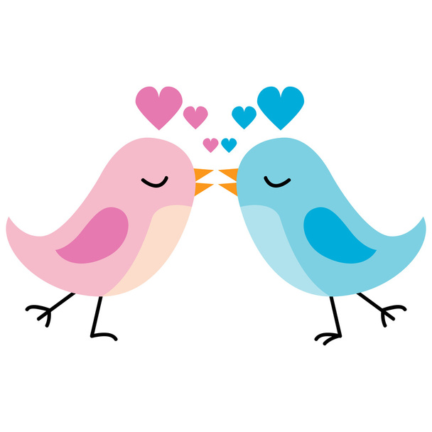 Całowanie ptaki miłości - Wektor, obraz