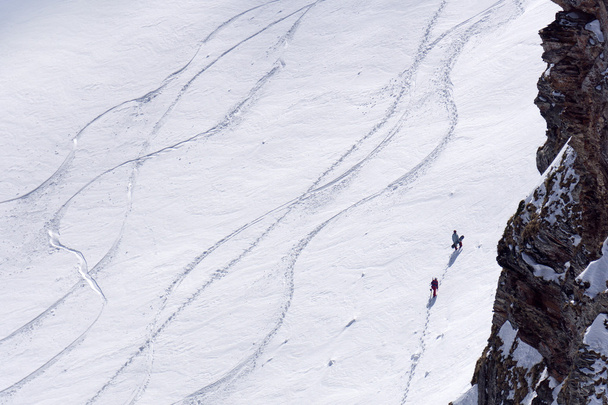 Tracks on a mountain Slope, freeride in deep snow - Φωτογραφία, εικόνα