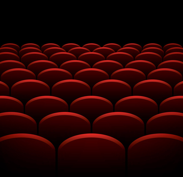Rows of cinema or theater red seats vector background - Vector, Imagen