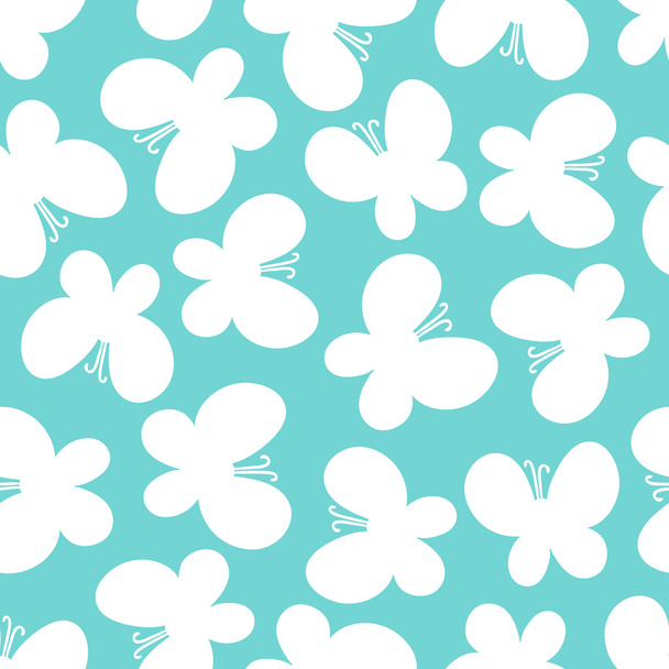 White butterflies on the turquoise background. - Vector, Image
