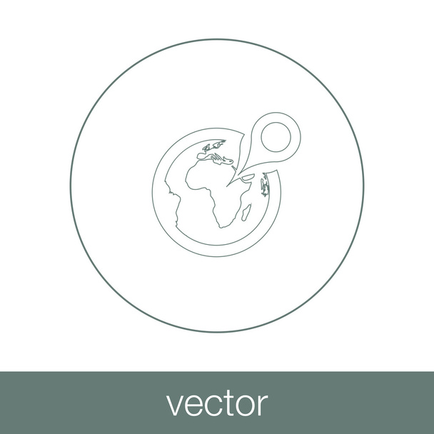 Lokalisierungskonzept-Symbol. Weltkarte und Stecknadelstock illustr - Vektor, Bild