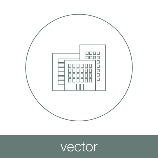 Diseño plano de arquitectura de ciudad de negocios, edificio comercial a
 - Vector, Imagen