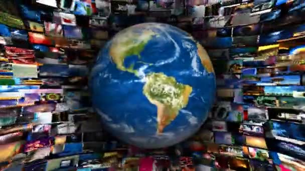 Earth Map Global Media Video Wall - Footage, Video