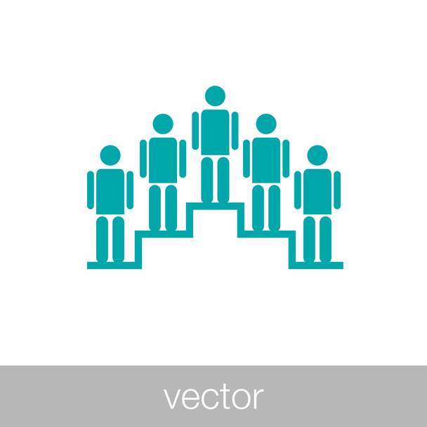 Progress concept. People standing on the victory scale. Stock illustration flat design icon. - Vector, Image