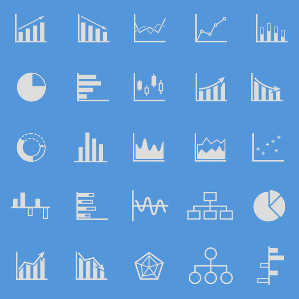 Iconos de color gráfico sobre fondo azul
 - Vector, imagen