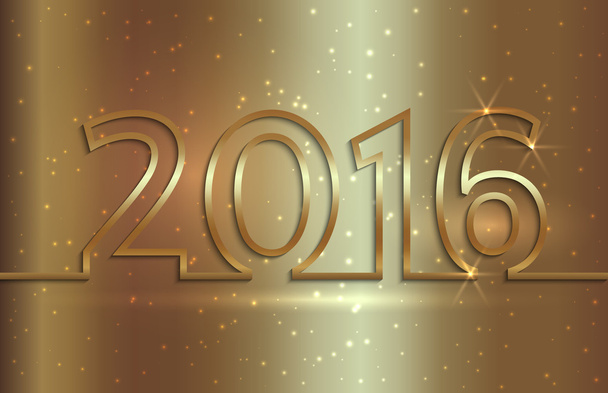 Ilustración vectorial de la cartelera de felicitación de año nuevo 2016 con alambre de oro
 - Vector, imagen
