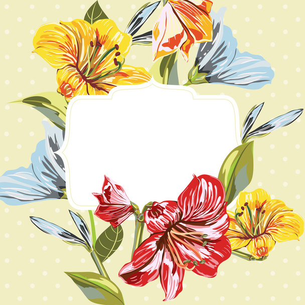 Floral  Template Card with background - Vektör, Görsel