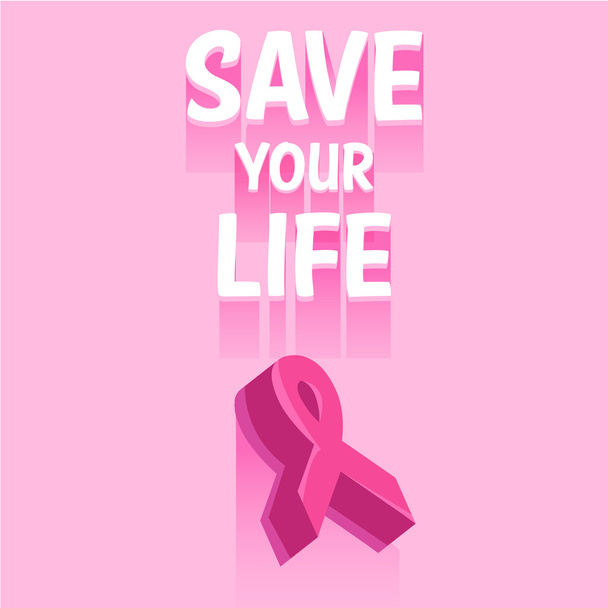 Sensibilizzazione al cancro al seno nastro rosa - Vettoriali, immagini