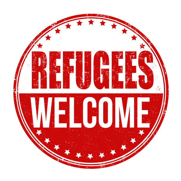 Καλώς ήλθατε σφραγίδα προσφύγων - Διάνυσμα, εικόνα