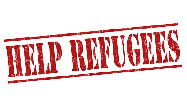 Βοήθεια πρόσφυγες σφραγίδα - Διάνυσμα, εικόνα