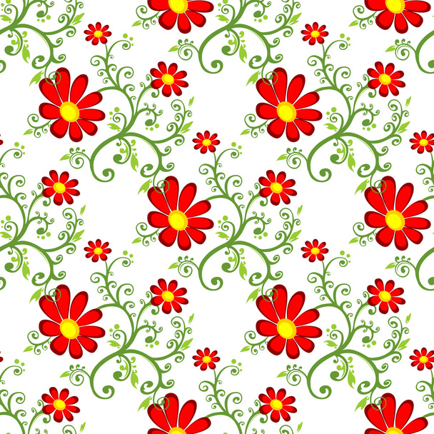 red flowers seamless pattern - Διάνυσμα, εικόνα