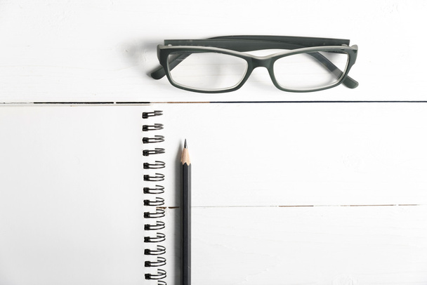 pencil and notepad with eyeglasses - Photo, Image