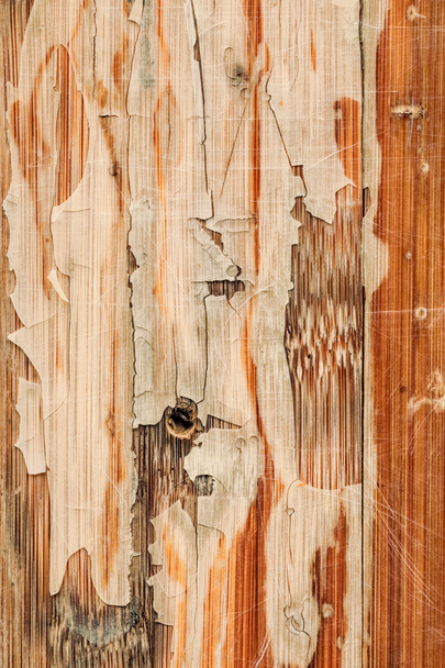 Old Weathered Varnished Wooden Panel Cracked Scratched Peeled Grunge Texture - Photo, Image