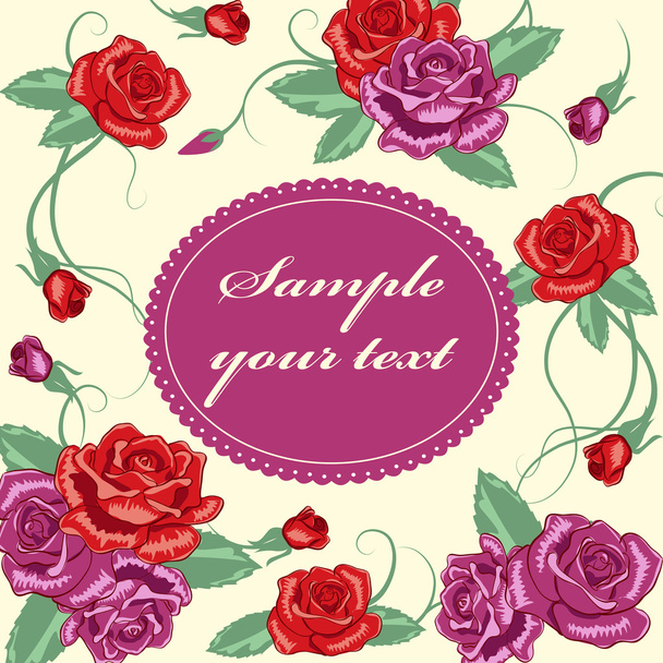 Greeting floral rose card. Vector illustration - Wektor, obraz