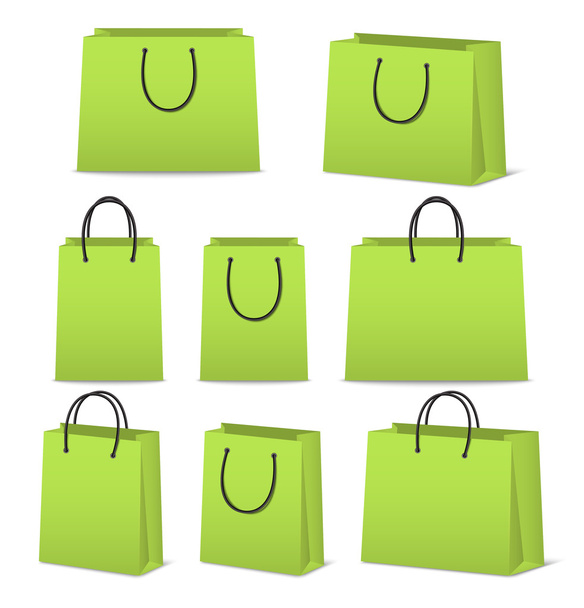 Blank paper shopping bags set isolated on white - Vector, afbeelding