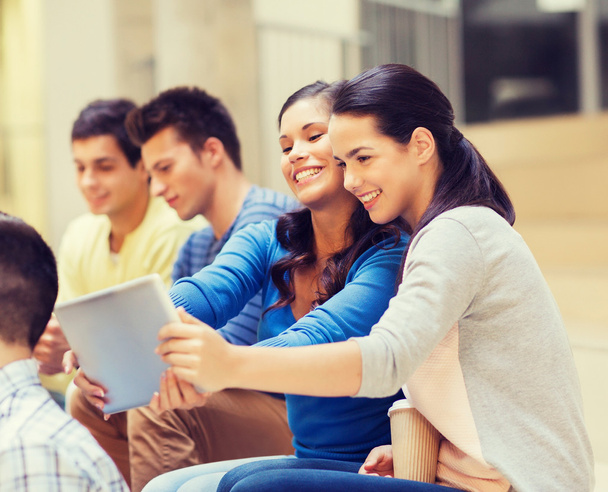 group of smiling students with tablet pc - Φωτογραφία, εικόνα