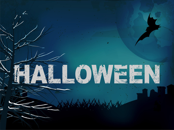 Halloween hátborzongató, sötét kék háttér - Vektor, kép