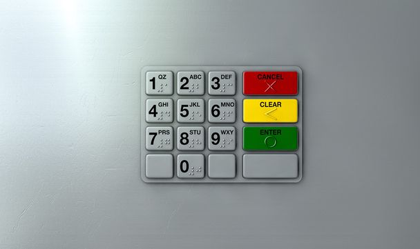 Крупный план клавиатуры банкомата
 - Фото, изображение