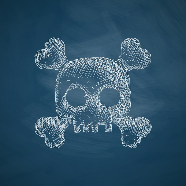 skull icon on chalkboard - Vektör, Görsel