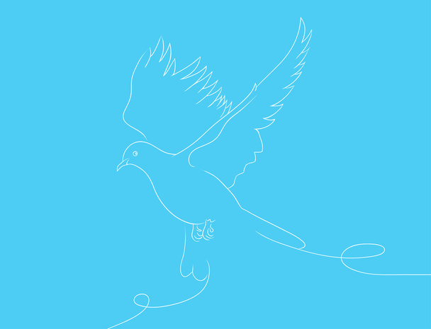 Greeting card with a flying dove - Vector, Imagen