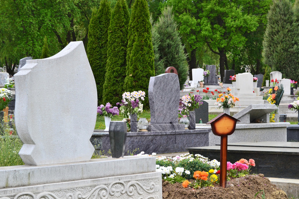 Кладбище с цветами
 - Фото, изображение