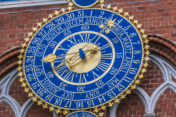 Detail of astronomical clock on the House of Blackheads, Riga, L - 写真・画像