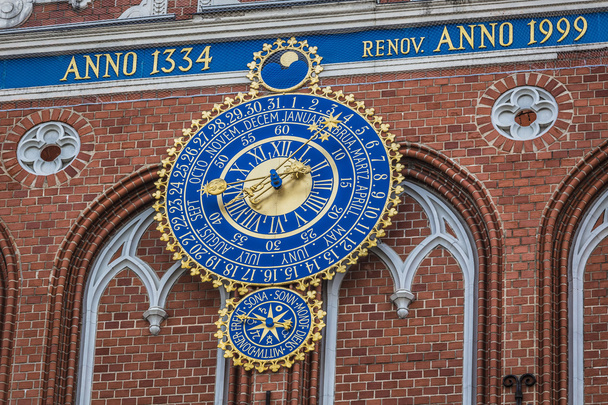 Detail of astronomical clock on the House of Blackheads, Riga, L - Photo, Image