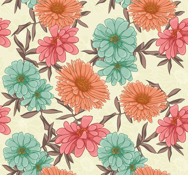 Floral repeating background - Vector, afbeelding