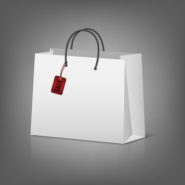 Blanco papier boodschappentassen met verkoop tag. - Vector, afbeelding