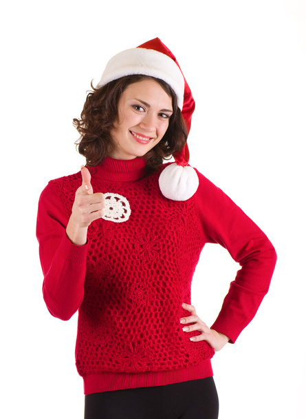piękna młoda kobieta w stroju Świętego Mikołaja - Zdjęcie, obraz