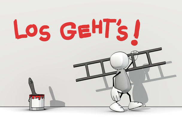 little sketchy man with ladder - los geht's (let's go) - Photo, Image