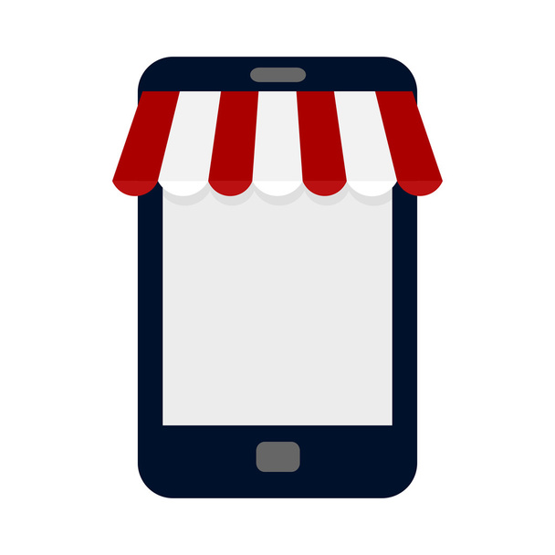 Schaufenster Online-Shop isoliert auf weißem Hintergrund. flache Bauweise - Vektor, Bild