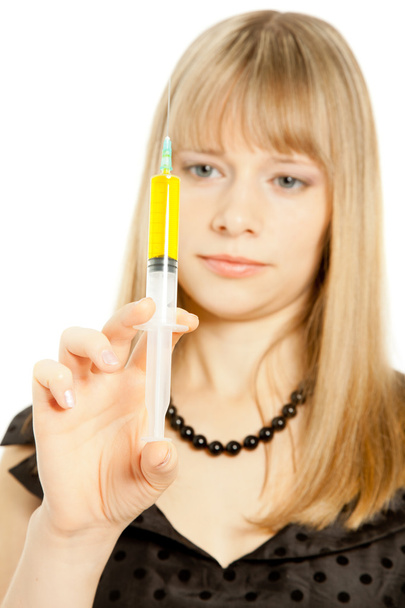 Young scientist with syringe - Zdjęcie, obraz