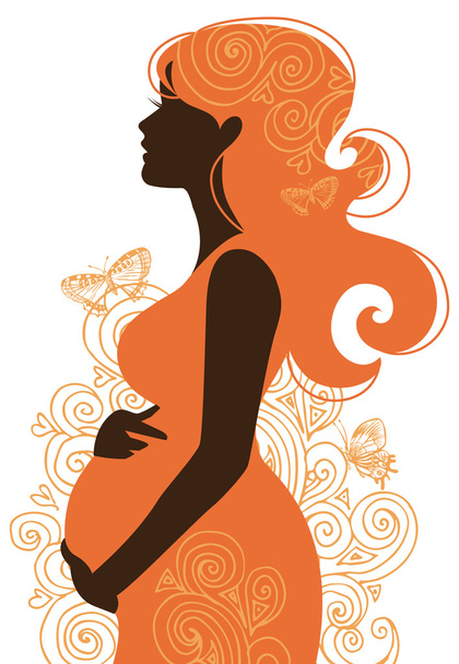 Silueta de la mujer embarazada
 - Vector, Imagen