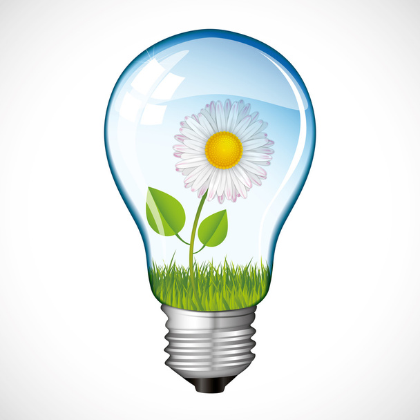 Flower light bulb - Vector, Imagen