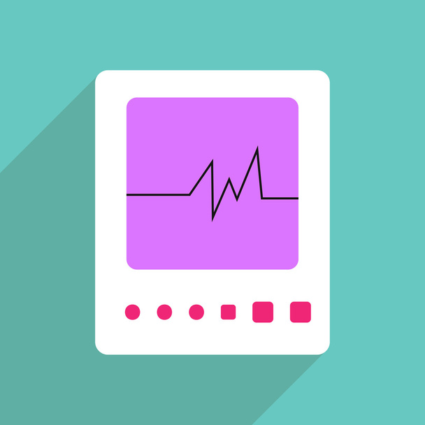 Flat icon with shadow and modern design cardiogram - Vector, imagen