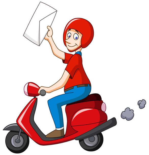 Delivery man on scooter - Vector, Image
