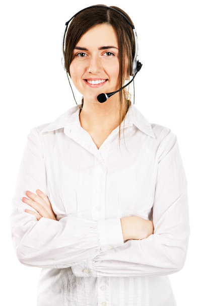 Young beautiful woman with a headset - Photo, Image
