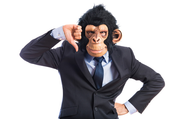 Monkey man doen slecht signaal - Foto, afbeelding