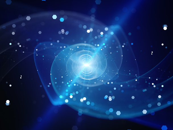 Blauwe gloeiende spiraalstelsel in de ruimte - Foto, afbeelding