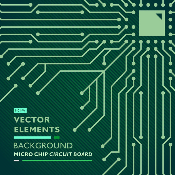 Decoratieve printplaat microchip vector drie (groen) - Vector, afbeelding