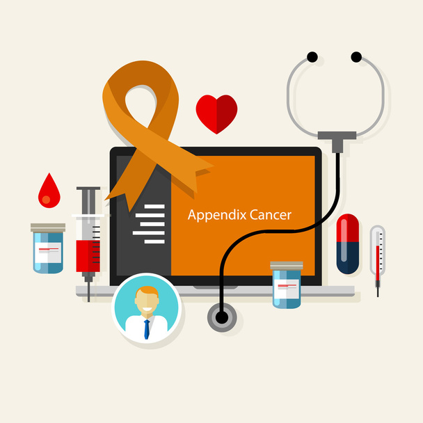 προσάρτημα καρκίνου σκωληκοειδίτιδα ιατρική πορτοκαλί κορδέλα θεραπεία υγεία ασθένεια - Διάνυσμα, εικόνα