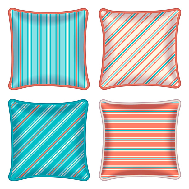 Four striped throw pillows - Vector, Image
