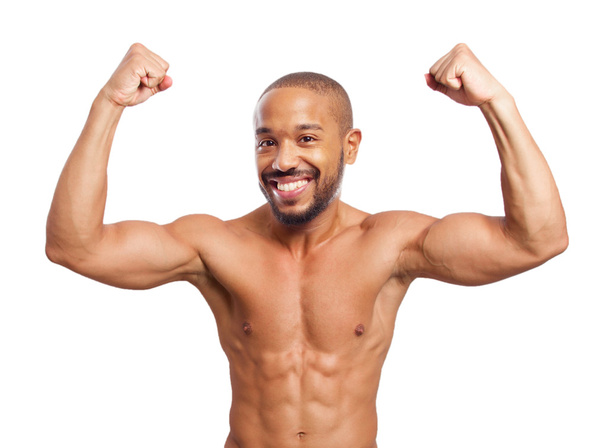 happy black man strong pose - Fotó, kép