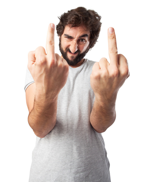 angry young man disagree sign - Foto, imagen