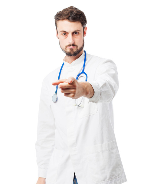 angry doctor man pointing front - Foto, Bild